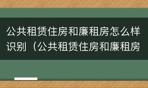 公共租赁住房和廉租房怎么样识别（公共租赁住房和廉租房怎么样识别的）