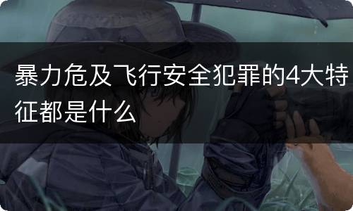 暴力危及飞行安全犯罪的4大特征都是什么