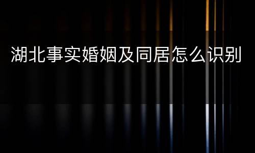 湖北事实婚姻及同居怎么识别
