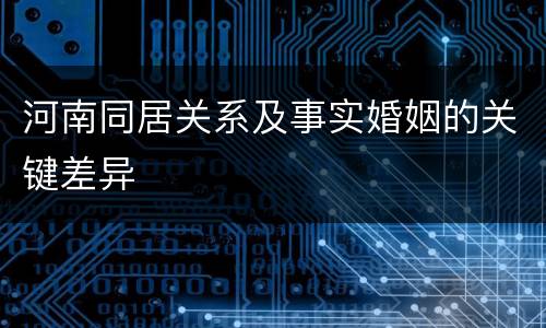 河南同居关系及事实婚姻的关键差异