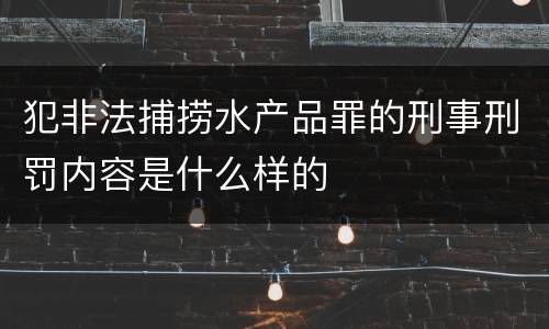 犯非法捕捞水产品罪的刑事刑罚内容是什么样的