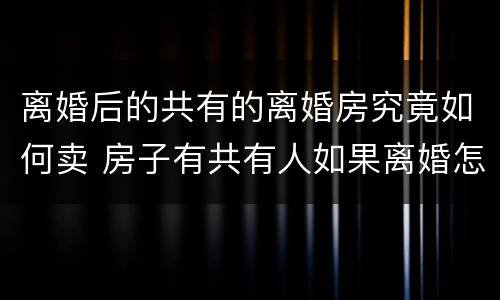 离婚后的共有的离婚房究竟如何卖 房子有共有人如果离婚怎么卖房子