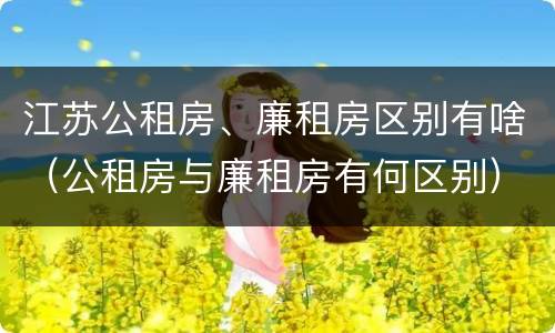 江苏公租房、廉租房区别有啥（公租房与廉租房有何区别）