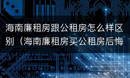 海南廉租房跟公租房怎么样区别（海南廉租房买公租房后悔了）