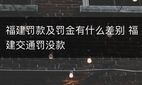 福建罚款及罚金有什么差别 福建交通罚没款