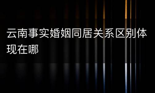 云南事实婚姻同居关系区别体现在哪