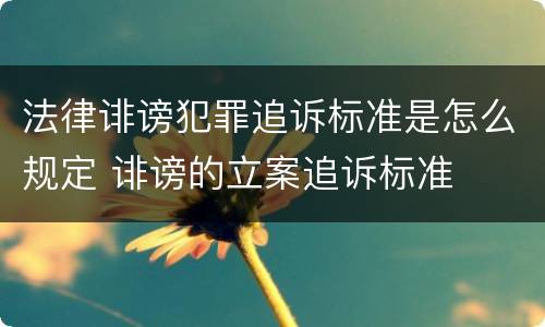 法律诽谤犯罪追诉标准是怎么规定 诽谤的立案追诉标准