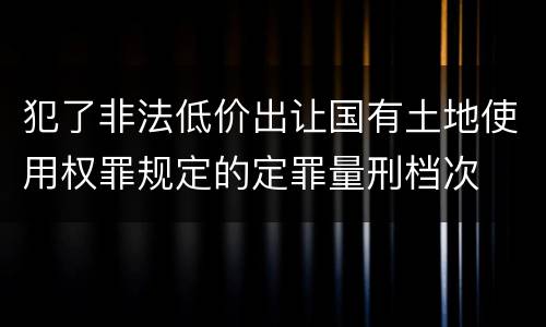 犯了非法低价出让国有土地使用权罪规定的定罪量刑档次