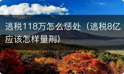 逃税118万怎么惩处（逃税8亿应该怎样量刑）