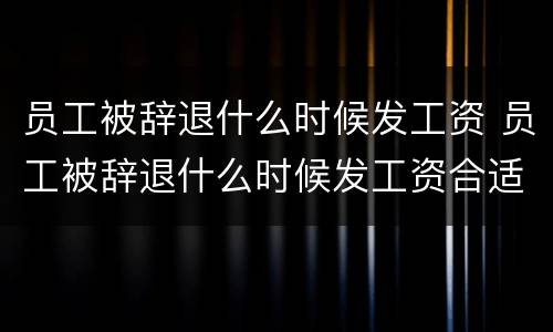 员工被辞退什么时候发工资 员工被辞退什么时候发工资合适