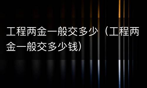 工程两金一般交多少（工程两金一般交多少钱）