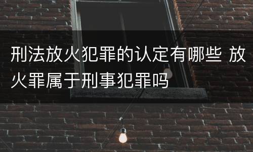 刑法放火犯罪的认定有哪些 放火罪属于刑事犯罪吗