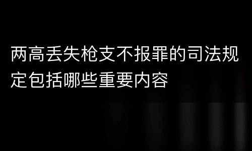 两高丢失枪支不报罪的司法规定包括哪些重要内容