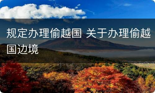 规定办理偷越国 关于办理偷越国边境