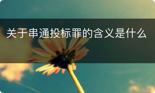 关于串通投标罪的含义是什么