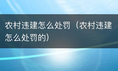 农村违建怎么处罚（农村违建怎么处罚的）