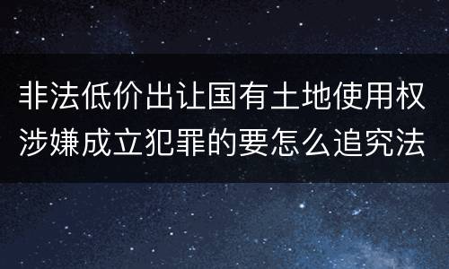 非法低价出让国有土地使用权涉嫌成立犯罪的要怎么追究法律责任