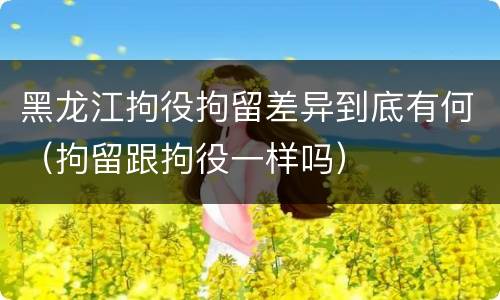 黑龙江拘役拘留差异到底有何（拘留跟拘役一样吗）