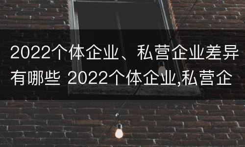 2022个体企业、私营企业差异有哪些 2022个体企业,私营企业差异有哪些影响