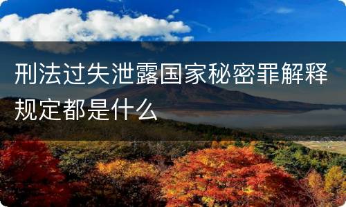 刑法过失泄露国家秘密罪解释规定都是什么