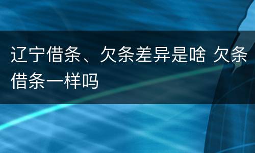 辽宁借条、欠条差异是啥 欠条借条一样吗
