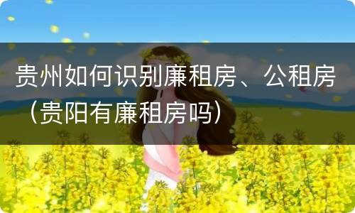 贵州如何识别廉租房、公租房（贵阳有廉租房吗）