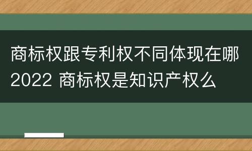 商标权跟专利权不同体现在哪2022 商标权是知识产权么