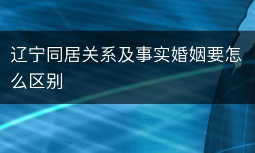 辽宁同居关系及事实婚姻要怎么区别