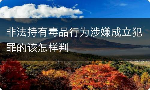 非法持有毒品行为涉嫌成立犯罪的该怎样判
