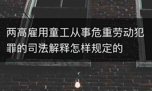 两高雇用童工从事危重劳动犯罪的司法解释怎样规定的