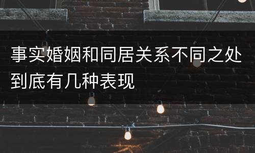 事实婚姻和同居关系不同之处到底有几种表现