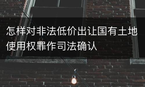 怎样对非法低价出让国有土地使用权罪作司法确认
