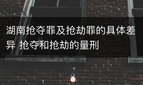 湖南抢夺罪及抢劫罪的具体差异 抢夺和抢劫的量刑