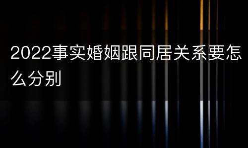 2022事实婚姻跟同居关系要怎么分别