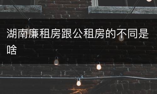 湖南廉租房跟公租房的不同是啥