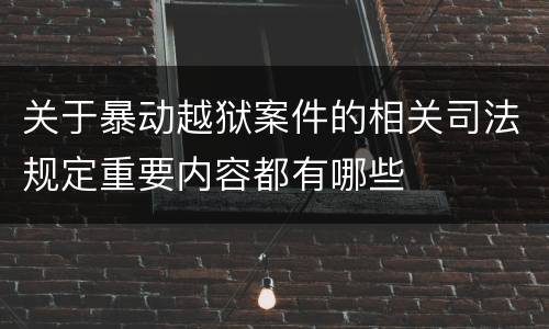 关于暴动越狱案件的相关司法规定重要内容都有哪些