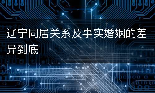 辽宁同居关系及事实婚姻的差异到底
