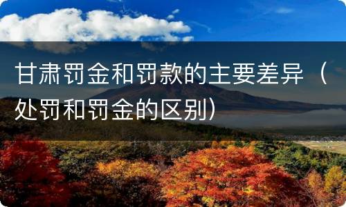 甘肃罚金和罚款的主要差异（处罚和罚金的区别）
