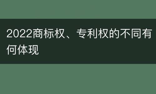 2022商标权、专利权的不同有何体现
