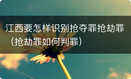 江西要怎样识别抢夺罪抢劫罪（抢劫罪如何判罪）