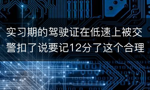 实习期的驾驶证在低速上被交警扣了说要记12分了这个合理吗