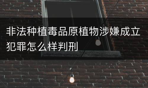 非法种植毒品原植物涉嫌成立犯罪怎么样判刑