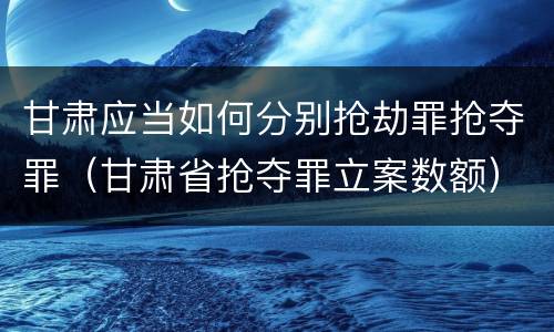 甘肃应当如何分别抢劫罪抢夺罪（甘肃省抢夺罪立案数额）
