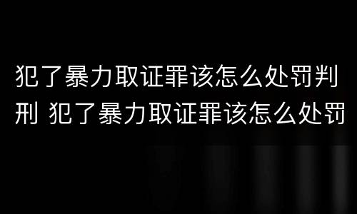 犯了暴力取证罪该怎么处罚判刑 犯了暴力取证罪该怎么处罚判刑多久