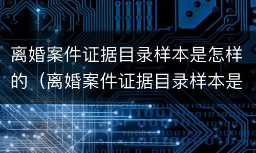 离婚案件证据目录样本是怎样的（离婚案件证据目录样本是怎样的图片）