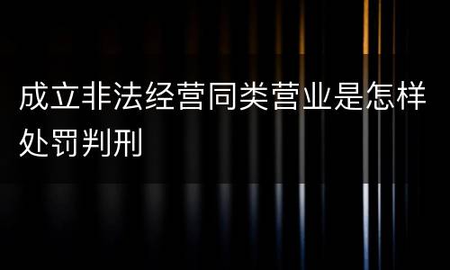 成立非法经营同类营业是怎样处罚判刑