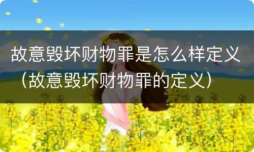故意毁坏财物罪是怎么样定义（故意毁坏财物罪的定义）
