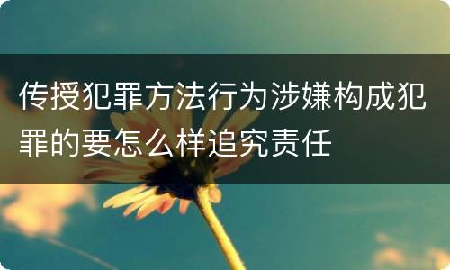 传授犯罪方法行为涉嫌构成犯罪的要怎么样追究责任