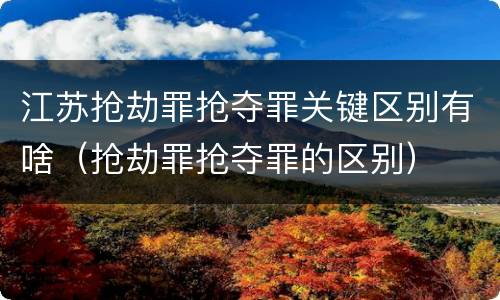 江苏抢劫罪抢夺罪关键区别有啥（抢劫罪抢夺罪的区别）