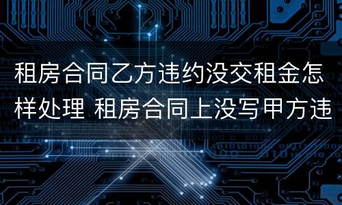 租房合同乙方违约没交租金怎样处理 租房合同上没写甲方违约金